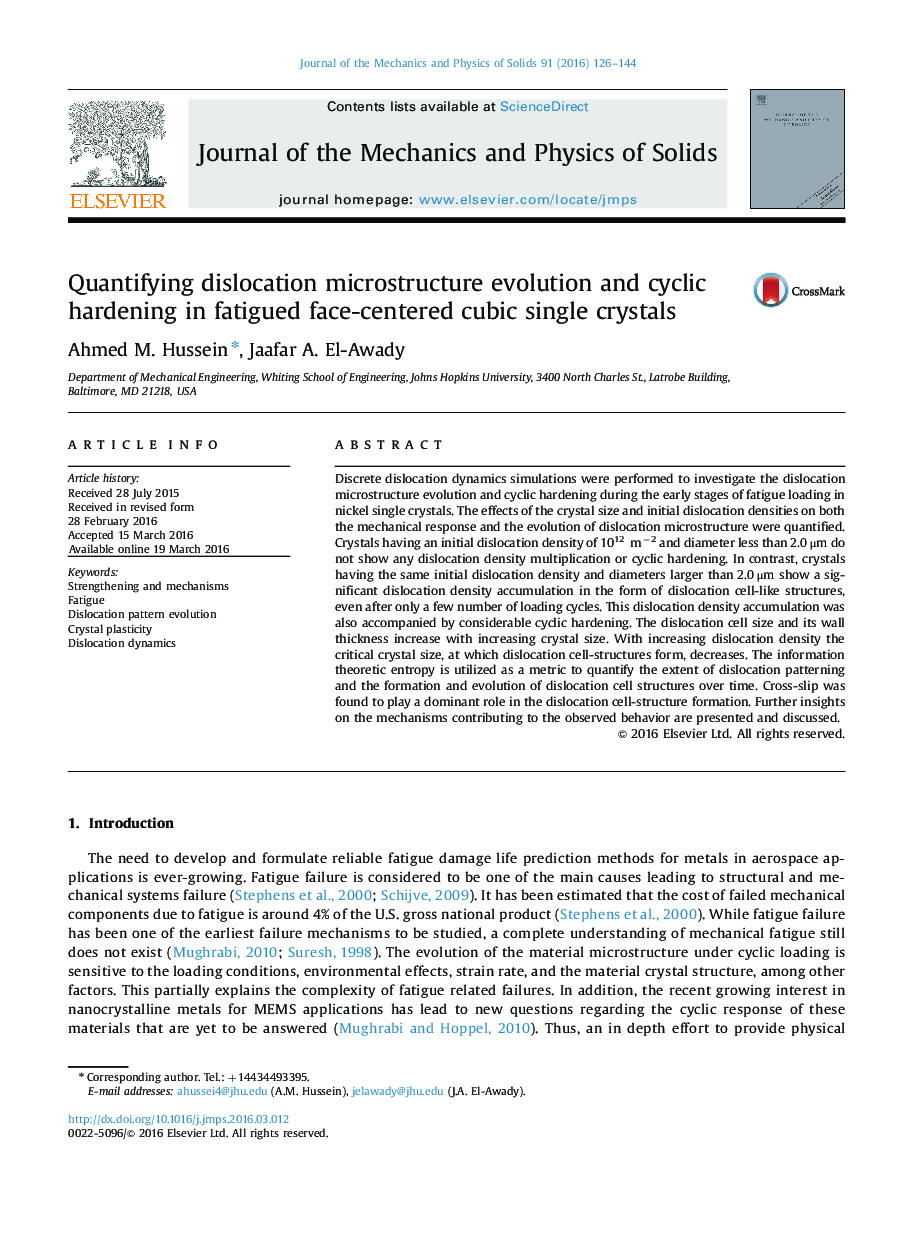 Quantifying dislocation microstructure evolution and cyclic hardening in fatigued face-centered cubic single crystals