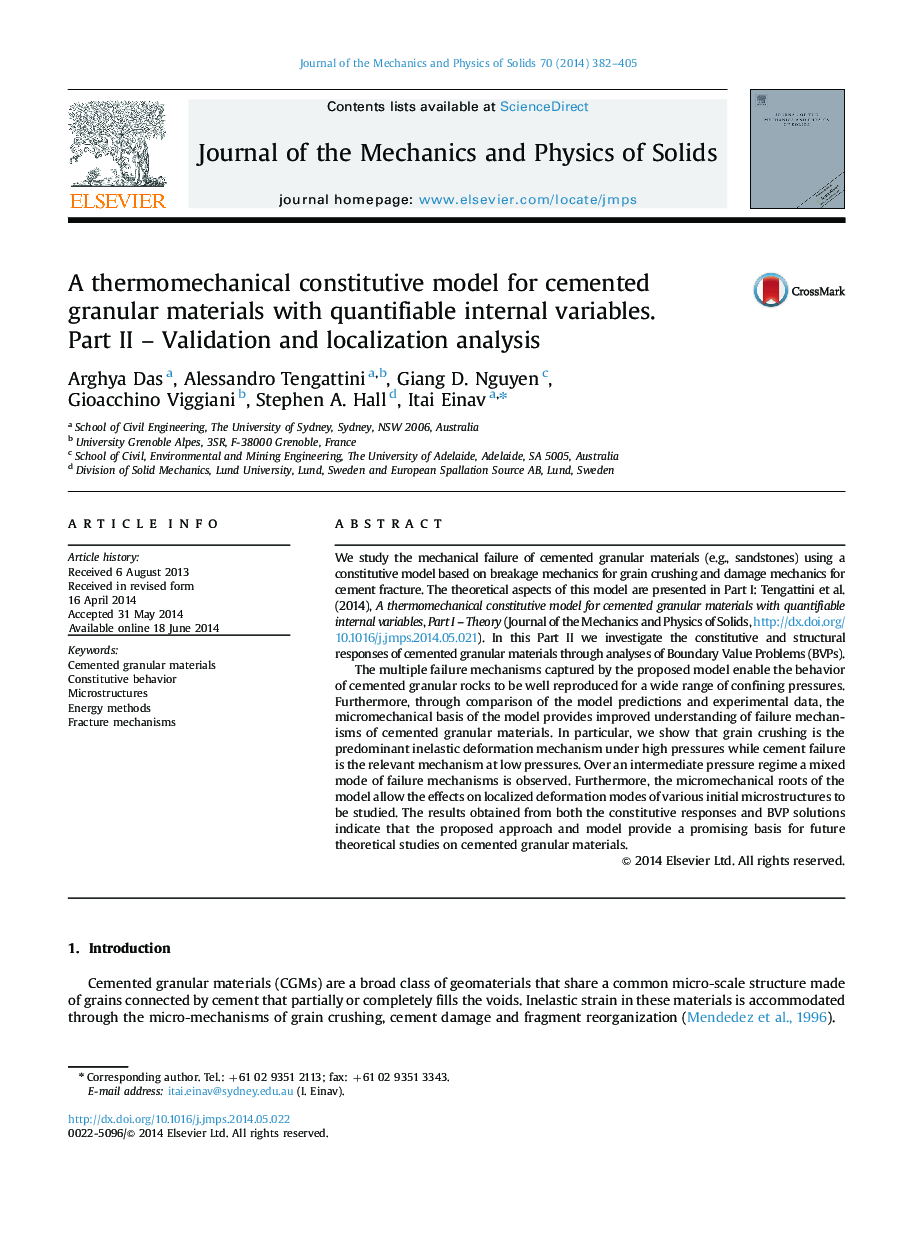 A thermomechanical constitutive model for cemented granular materials with quantifiable internal variables. Part II - Validation and localization analysis