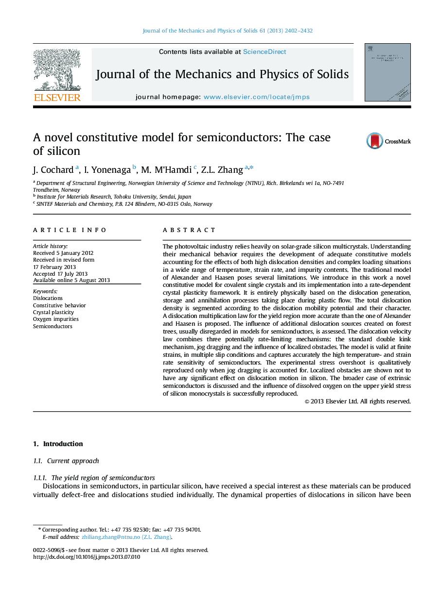 A novel constitutive model for semiconductors: The case of silicon