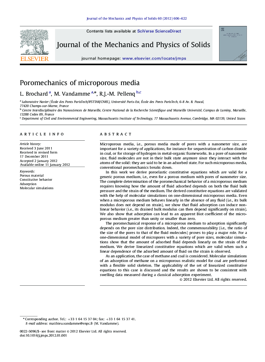 Poromechanics of microporous media