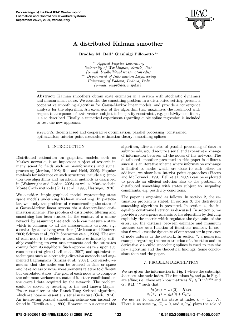 عکس صفحه اول مقاله: A distributed Kalman smoother A distributed Kalman smoother