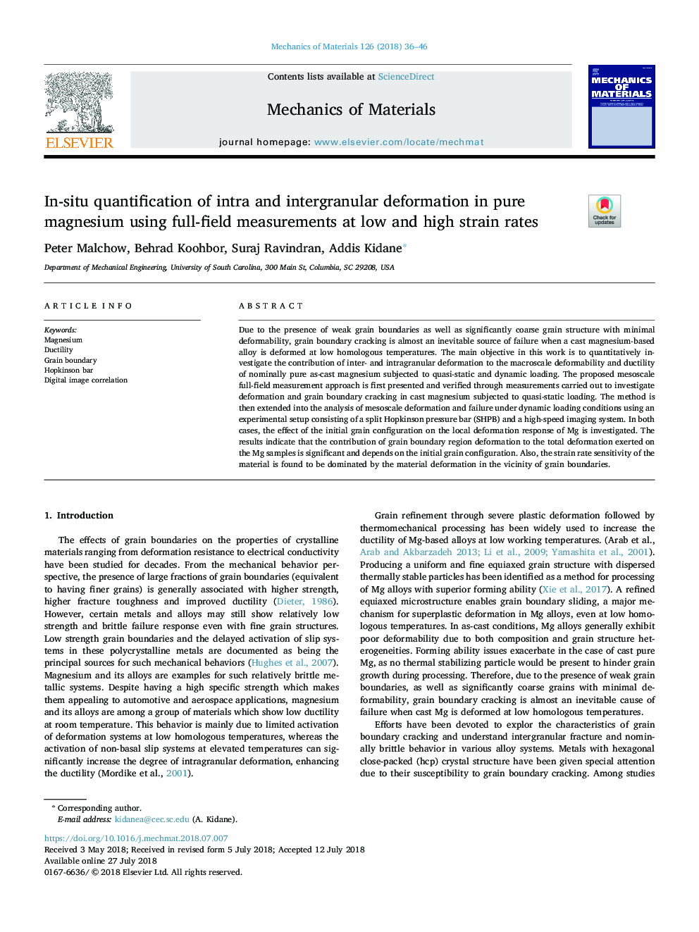 In-situ quantification of intra and intergranular deformation in pure magnesium using full-field measurements at low and high strain rates