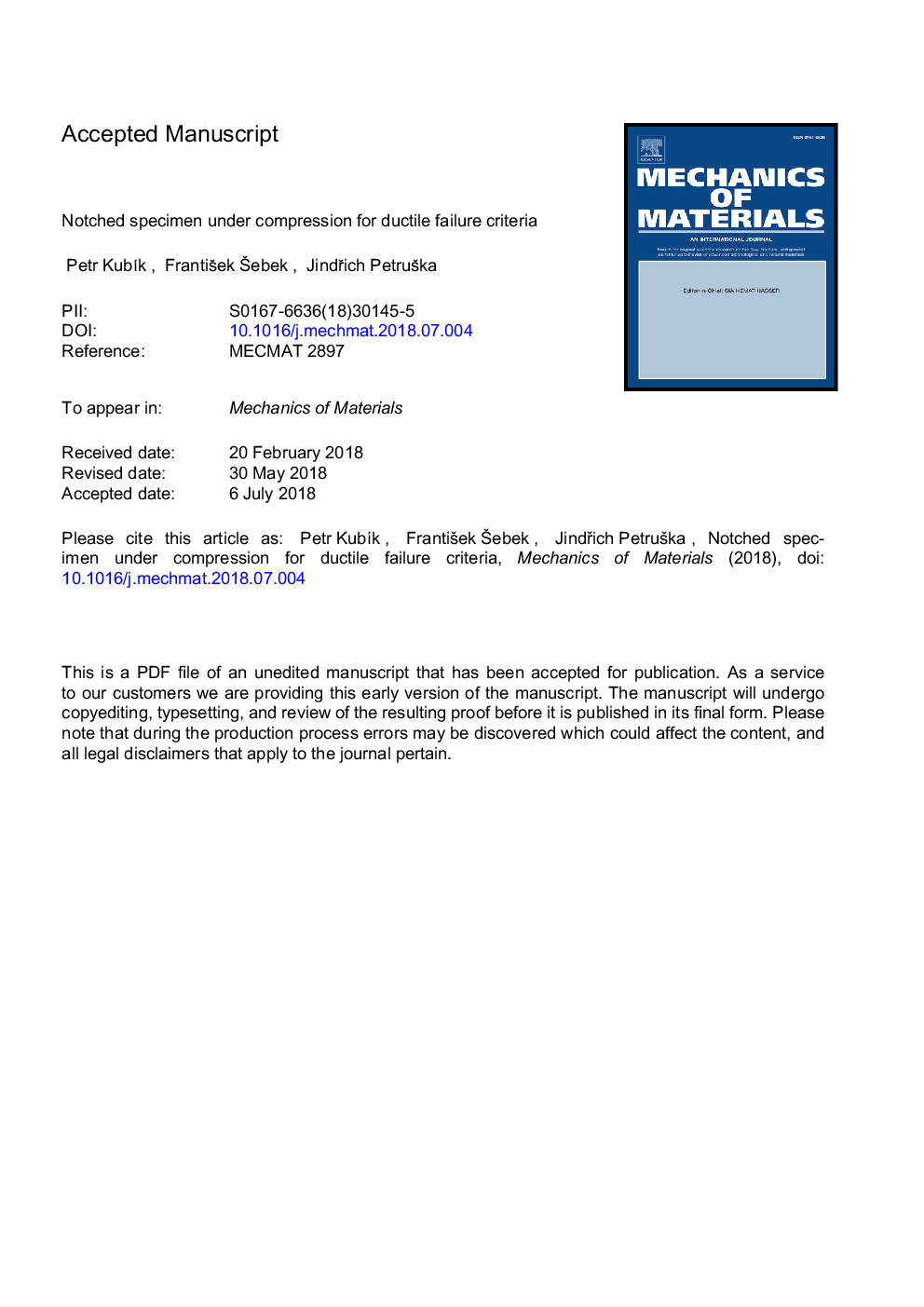 Notched specimen under compression for ductile failure criteria