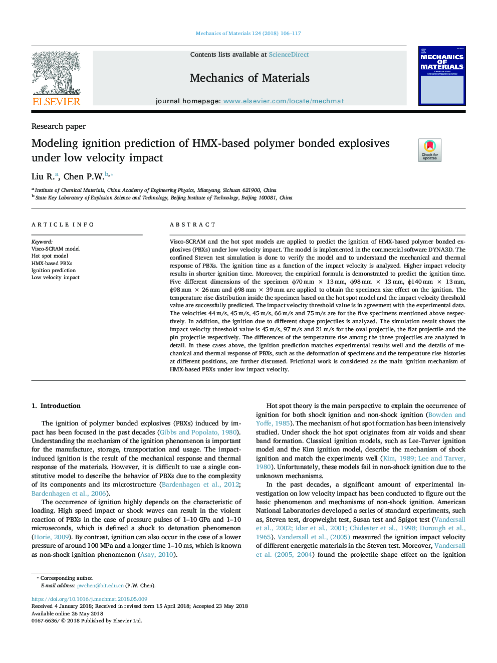 Modeling ignition prediction of HMX-based polymer bonded explosives under low velocity impact