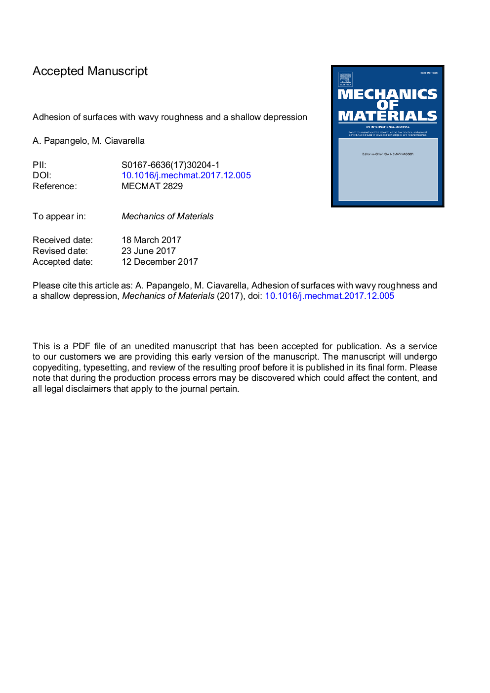 Adhesion of surfaces with wavy roughness and a shallow depression