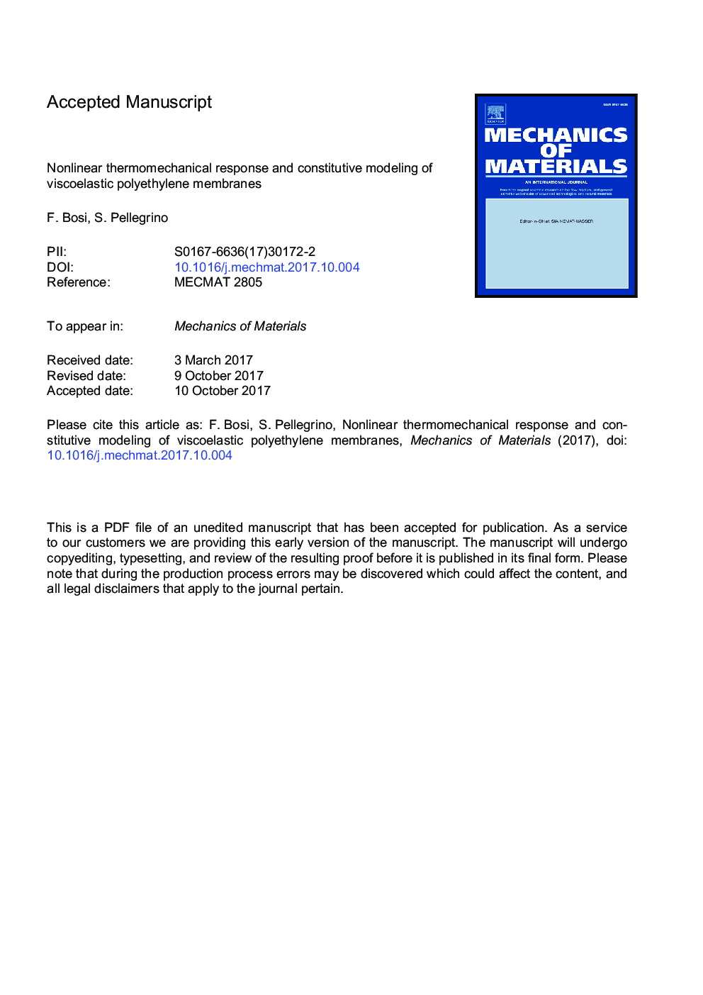 Nonlinear thermomechanical response and constitutive modeling of viscoelastic polyethylene membranes