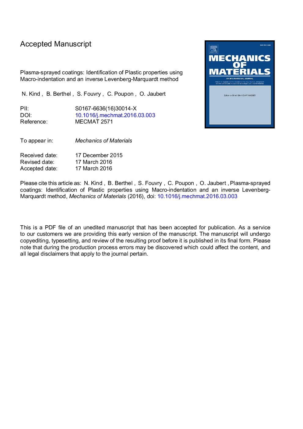 Plasma-sprayed coatings: Identification of plastic properties using macro-indentation and an inverse Levenberg-Marquardt method