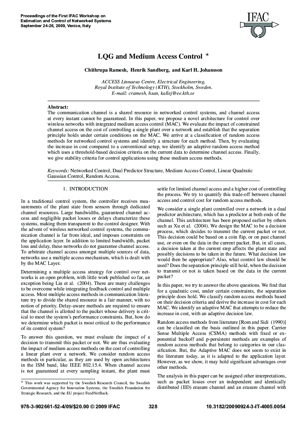 عکس صفحه اول مقاله: LQG and Medium Access Control* LQG and Medium Access Control*