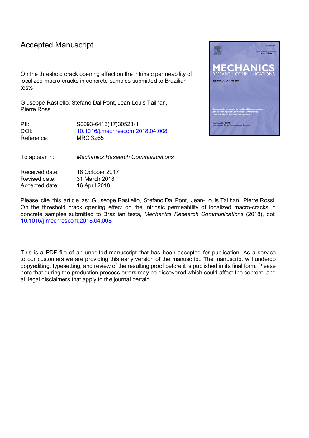 On the threshold crack opening effect on the intrinsic permeability of localized macro-cracks in concrete samples under Brazilian test conditions