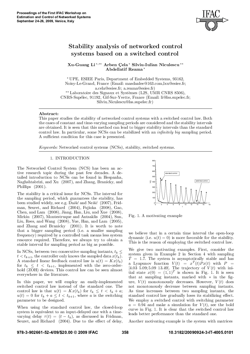 Stability analysis of networked control systems based on a switched control