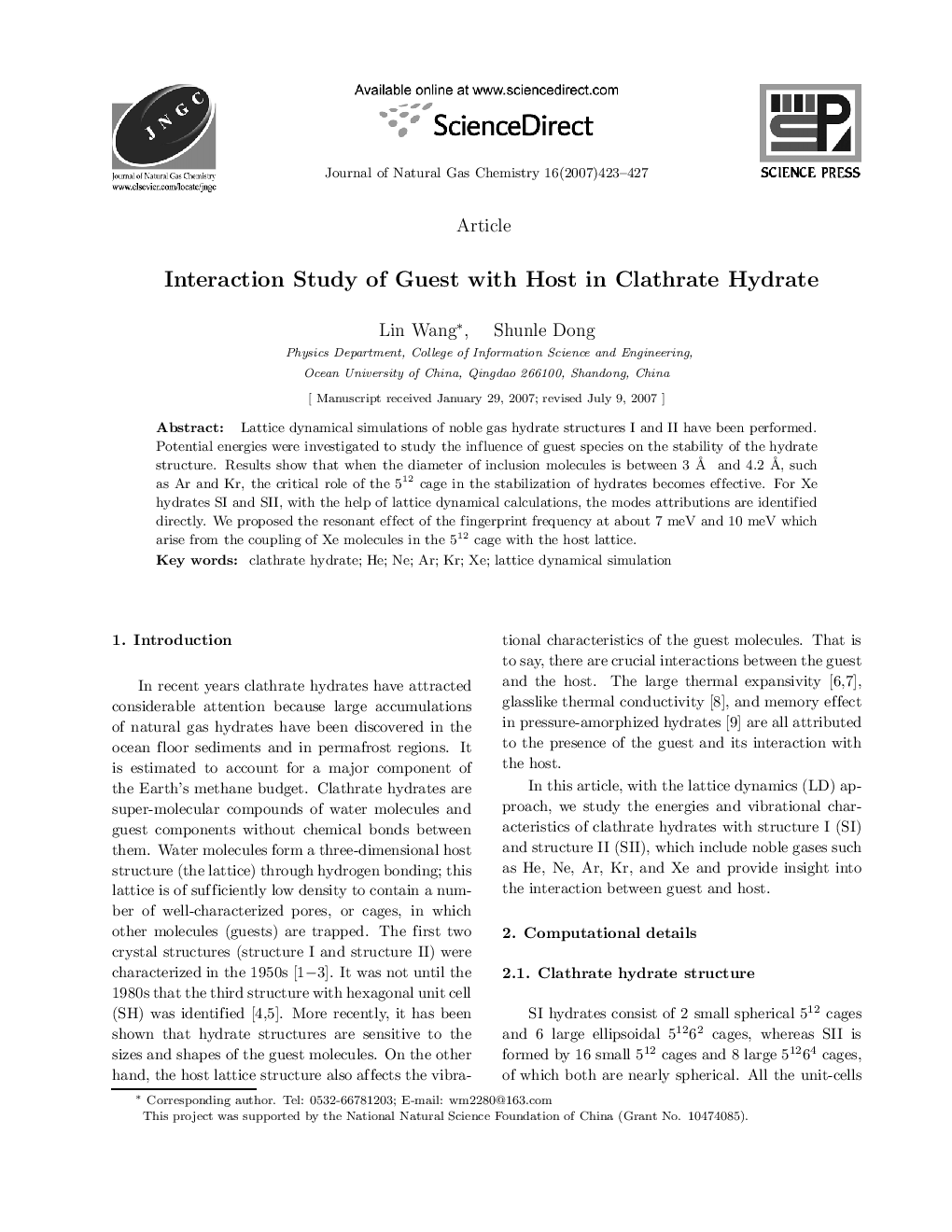 Interaction Study of Guest with Host in Clathrate Hydrate 