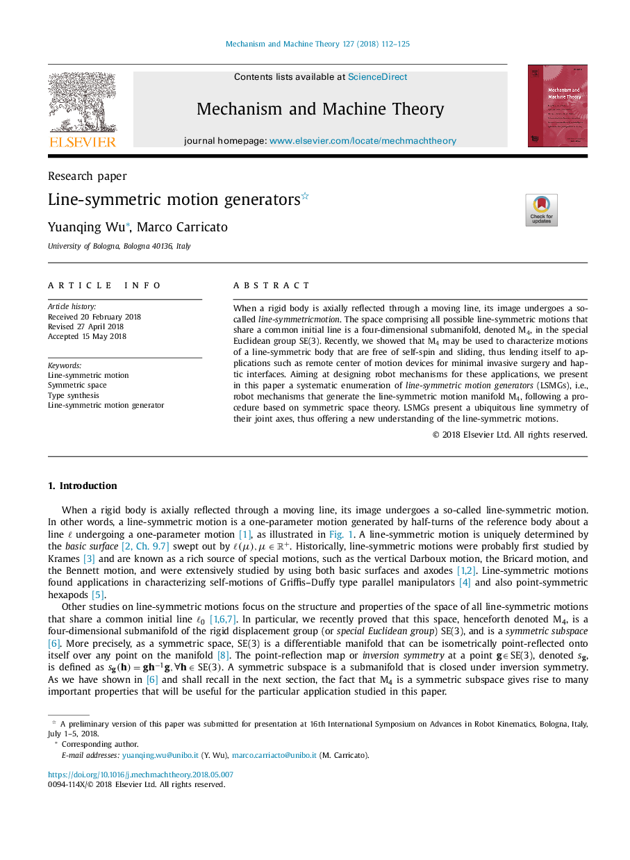 Line-symmetric motion generators