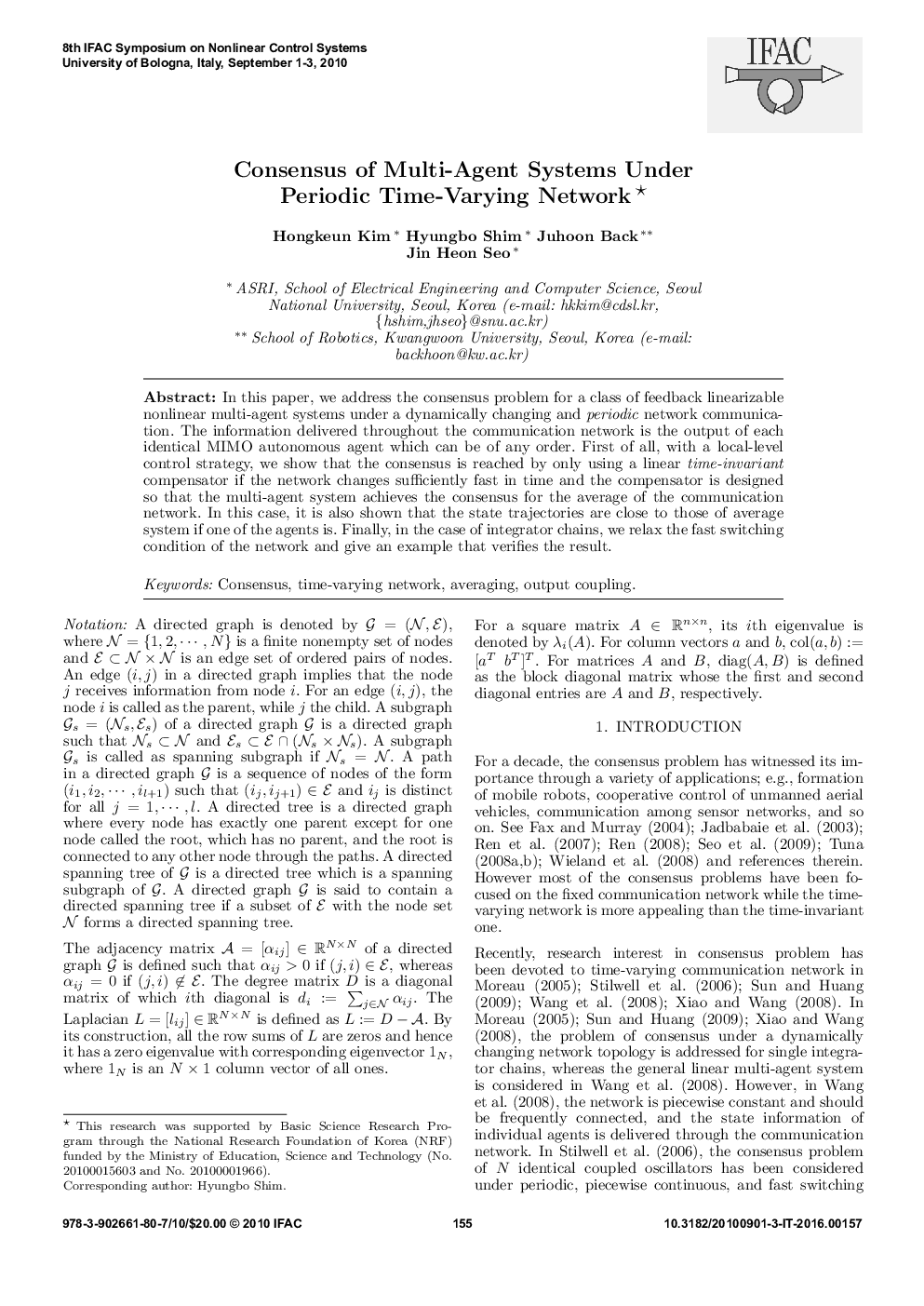 Consensus of Multi-Agent Systems Under Periodic Time-Varying Network *