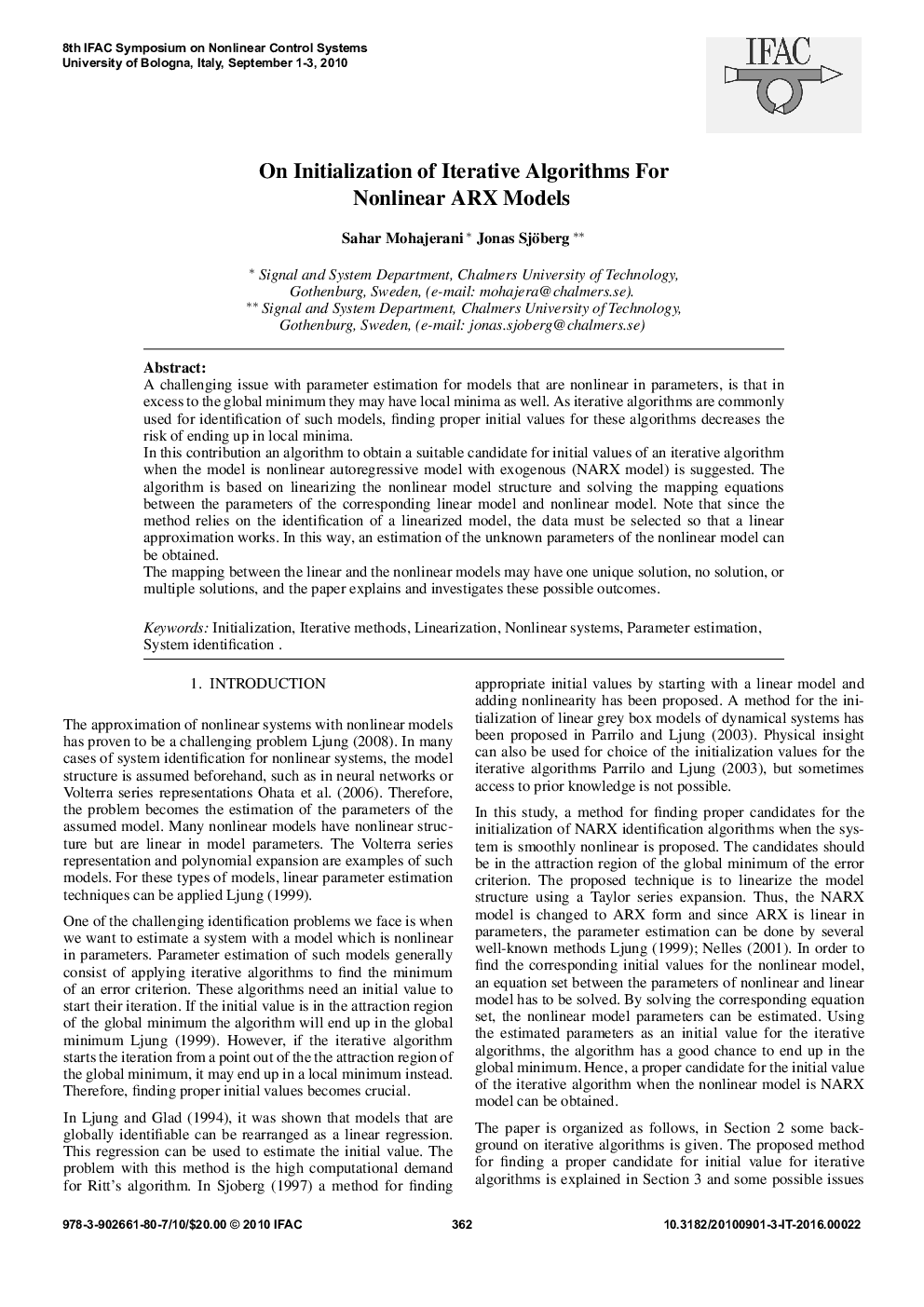 On Initialization of Iterative Algorithms For Nonlinear ARX Models