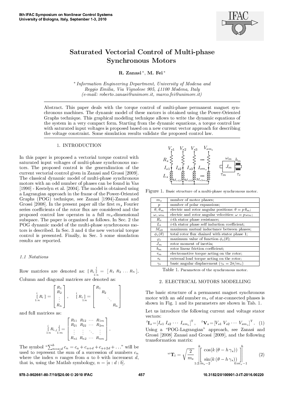 Saturated Vectorial Control of Multi-phase Synchronous Motors