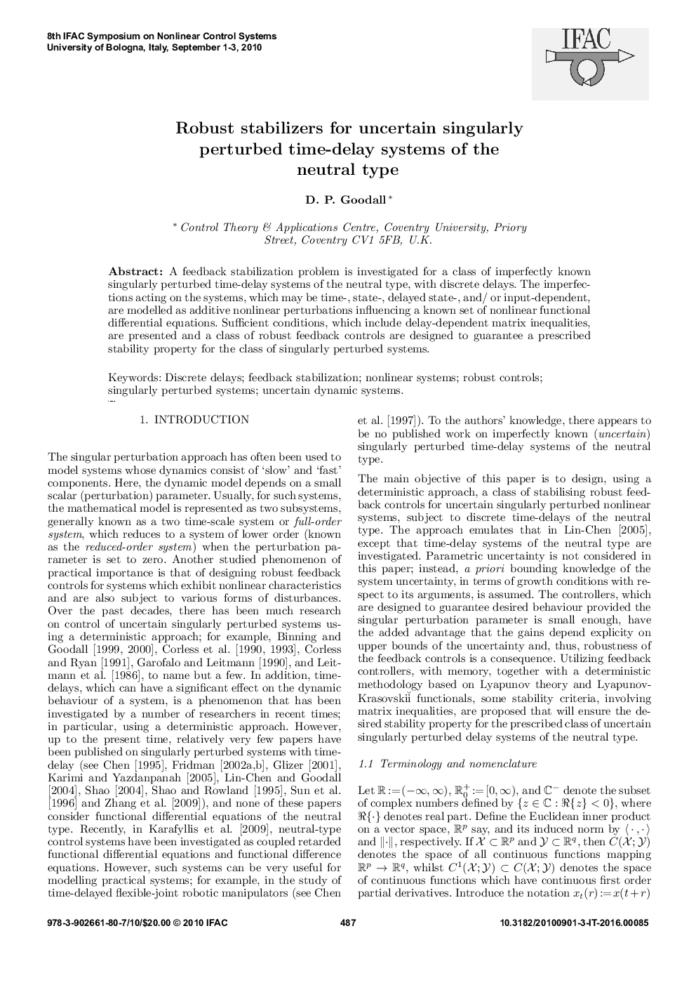 عکس صفحه اول مقاله: Robust stabilizers for uncertain singularly perturbed time-delay systems of the neutral type Robust stabilizers for uncertain singularly perturbed time-delay systems of the neutral type