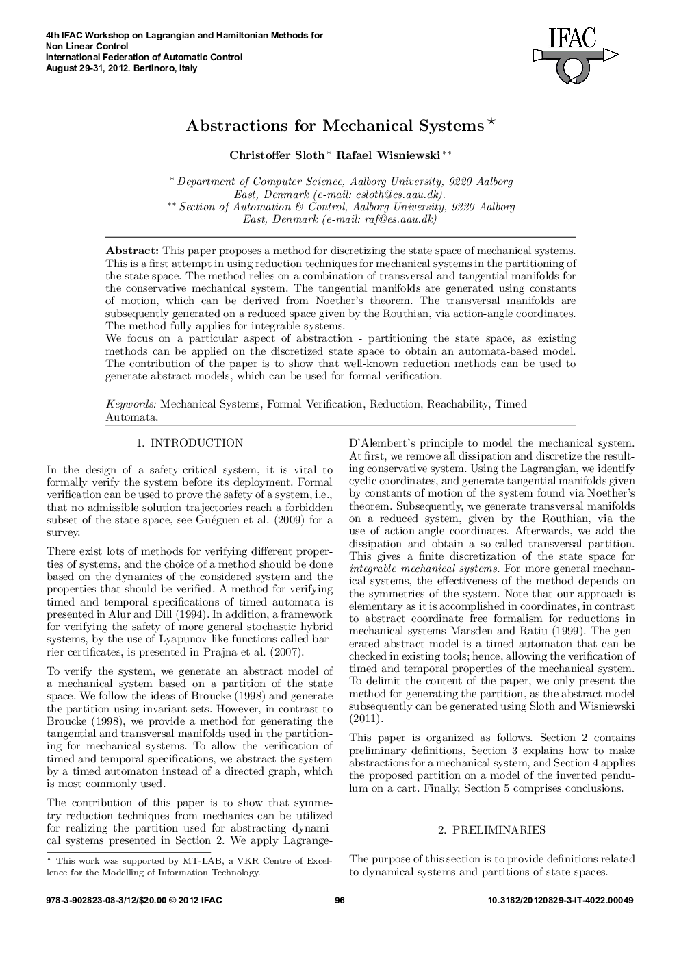 Abstractions for Mechanical Systems*