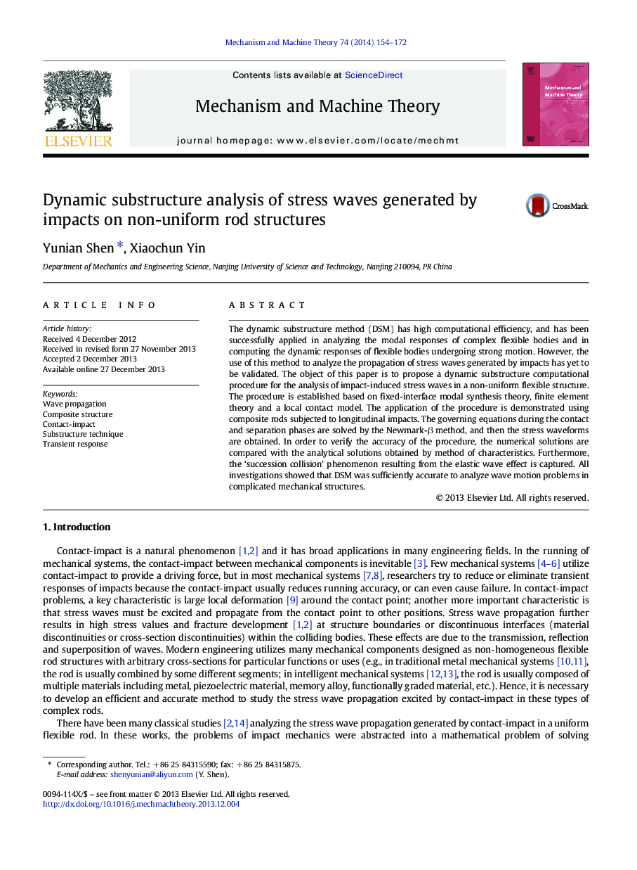 Dynamic substructure analysis of stress waves generated by impacts on non-uniform rod structures