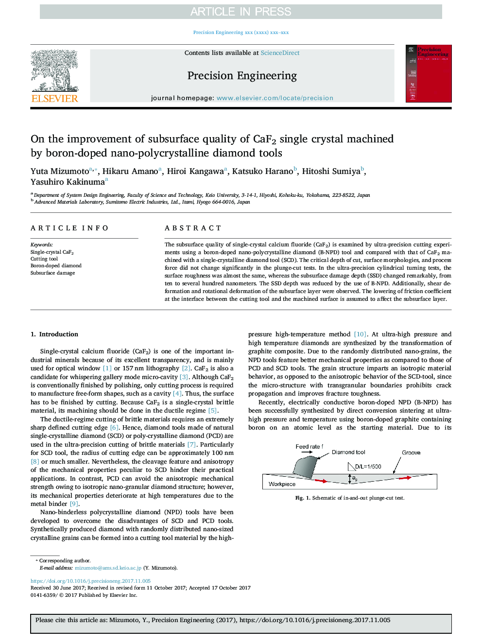 On the improvement of subsurface quality of CaF2 single crystal machined by boron-doped nano-polycrystalline diamond tools