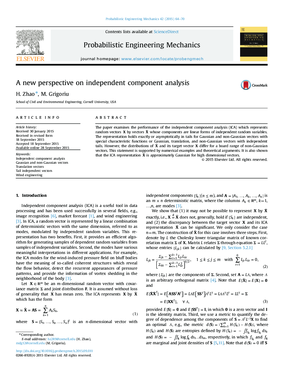 A new perspective on independent component analysis