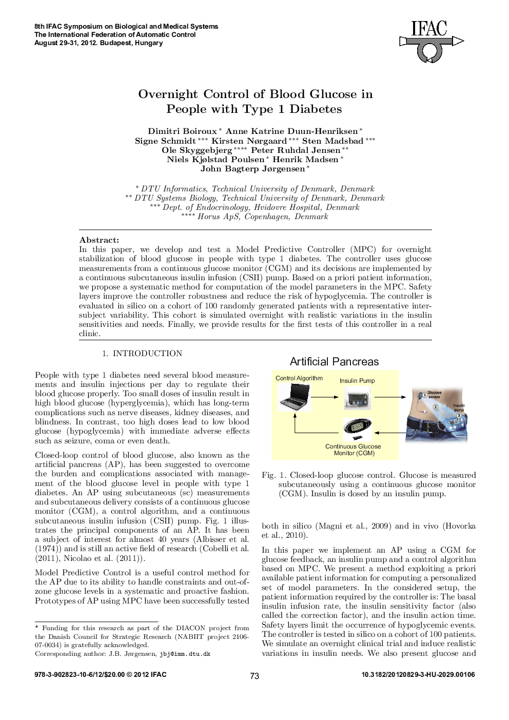 Overnight Control of Blood Glucose in People with Type 1 Diabetes 