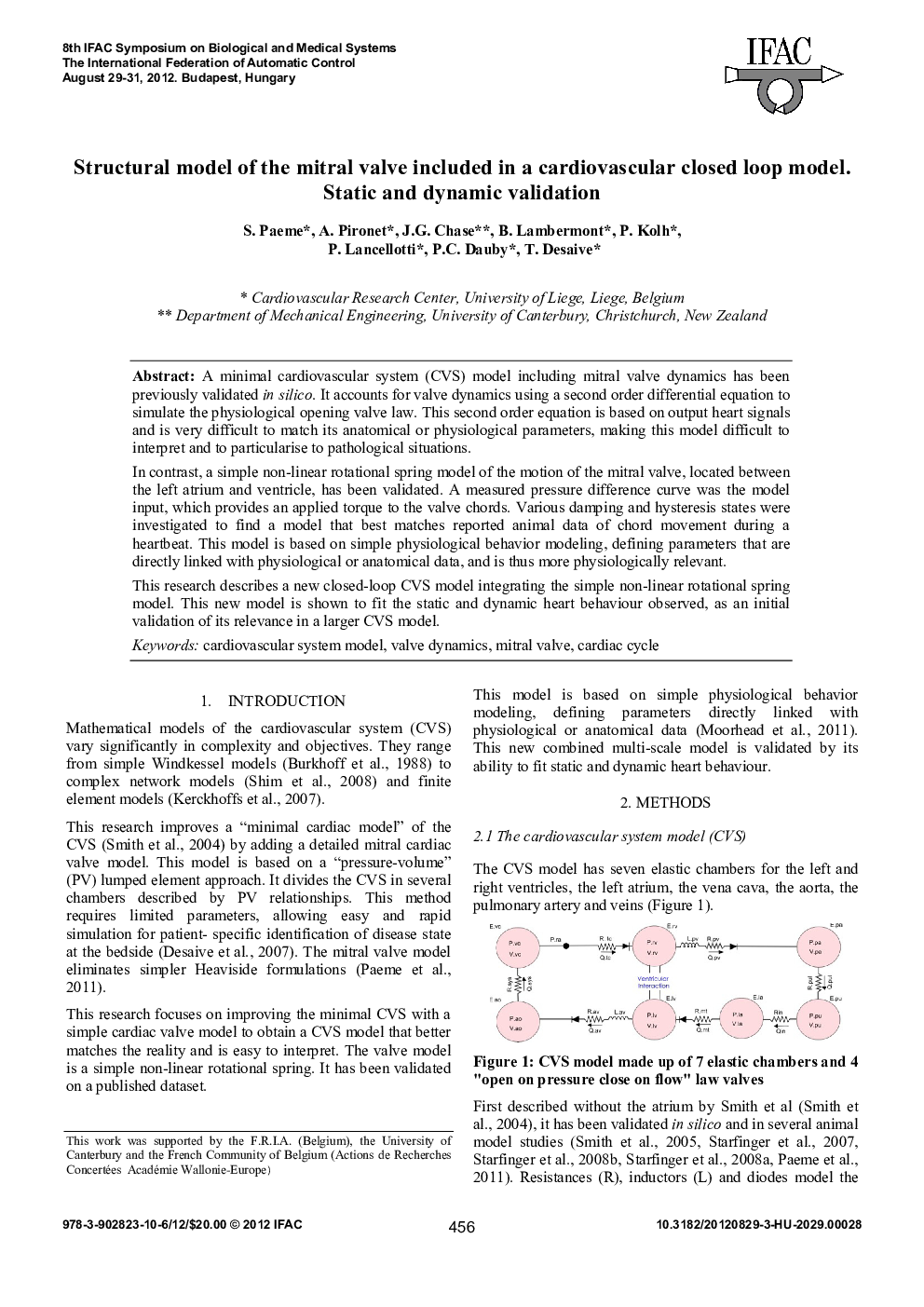 Structural model of the mitral valve included in a cardiovascular closed loop model. Static and dynamic validation 