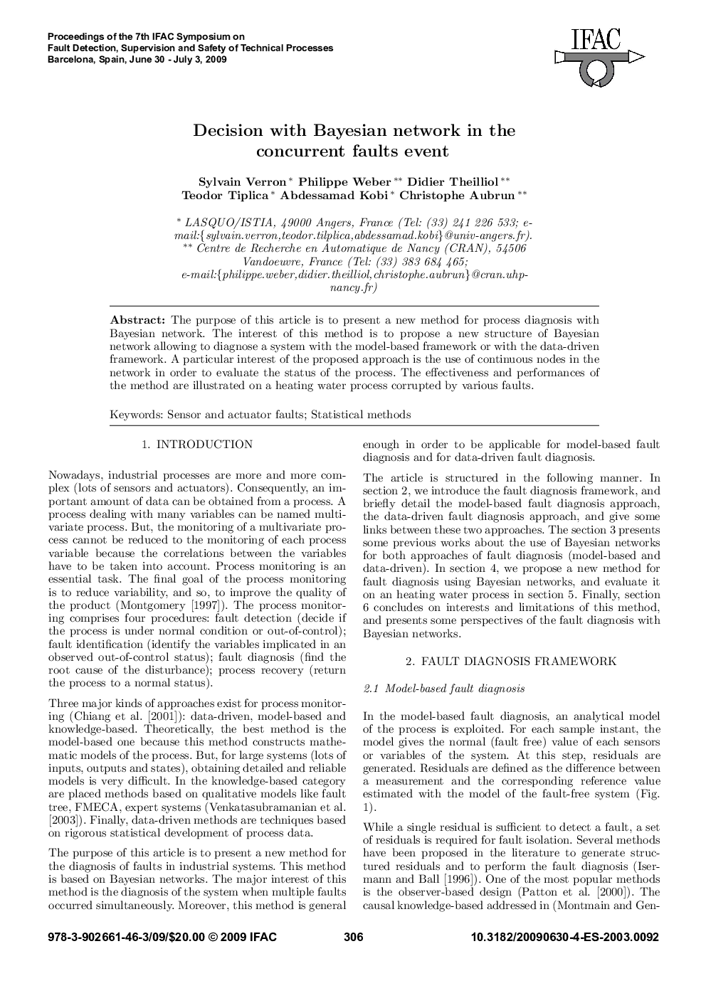Decision with Bayesian network in the concurrent faults event