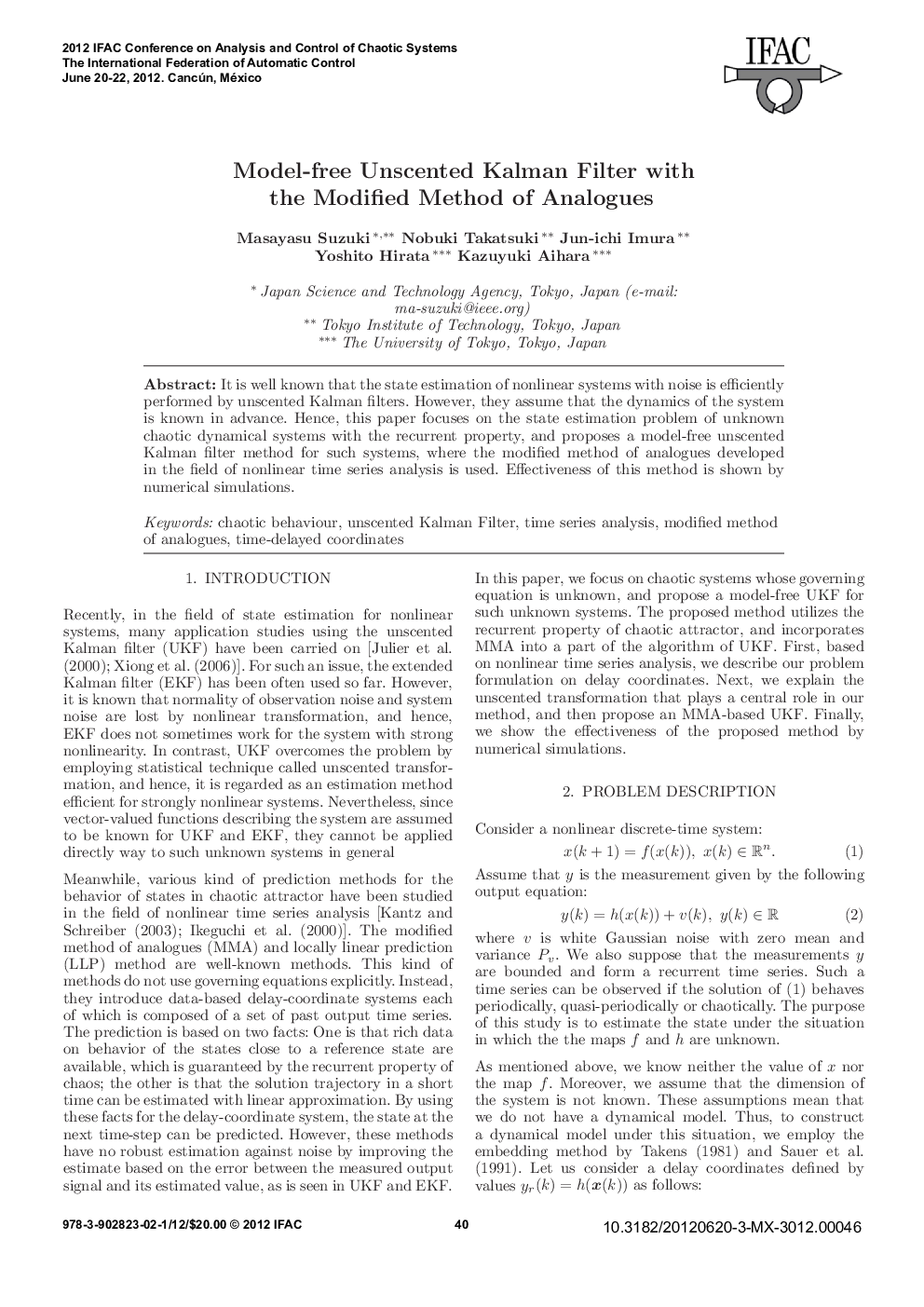 Model-free Unscented Kalman Filter with the Modified Method of Analogues