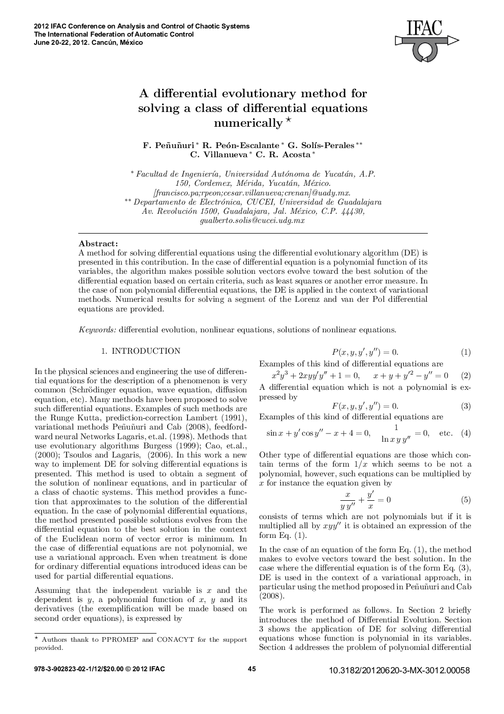 A differential evolutionary method for solving a class of differential equations numerically*