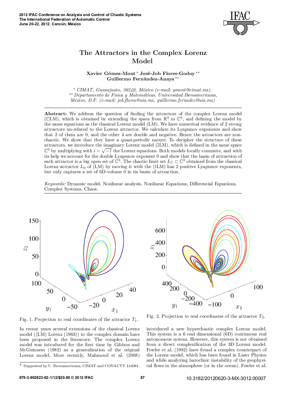 عکس صفحه اول مقاله: The Attractors in the Complex Lorenz Model* The Attractors in the Complex Lorenz Model*
