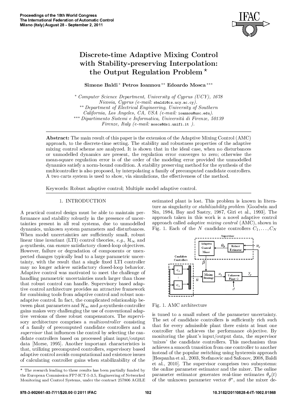 Discrete-time Adaptive Mixing Control with Stability-preserving Interpolation: the Output Regulation Problem 