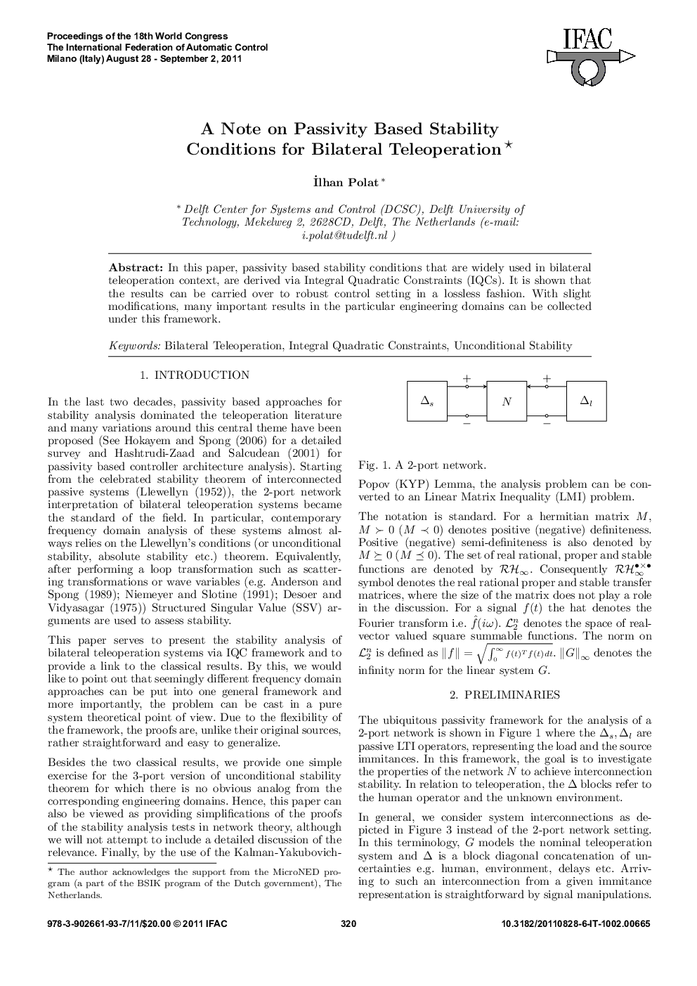 A Note on Passivity Based Stability Conditions for Bilateral Teleoperation 