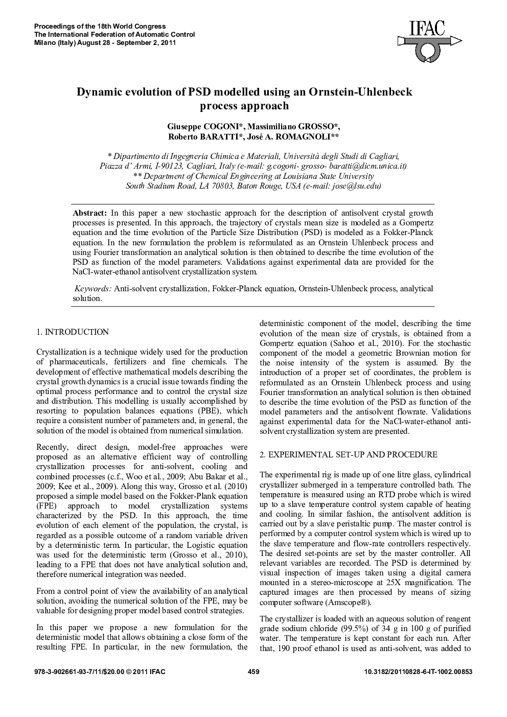 Dynamic evolution of PSD modelled using an Ornstein-Uhlenbeck process approach