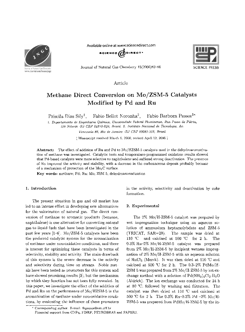 Methane Direct Conversion on Mo/ZSM-5 Catalysts Modified by Pd and Ru 