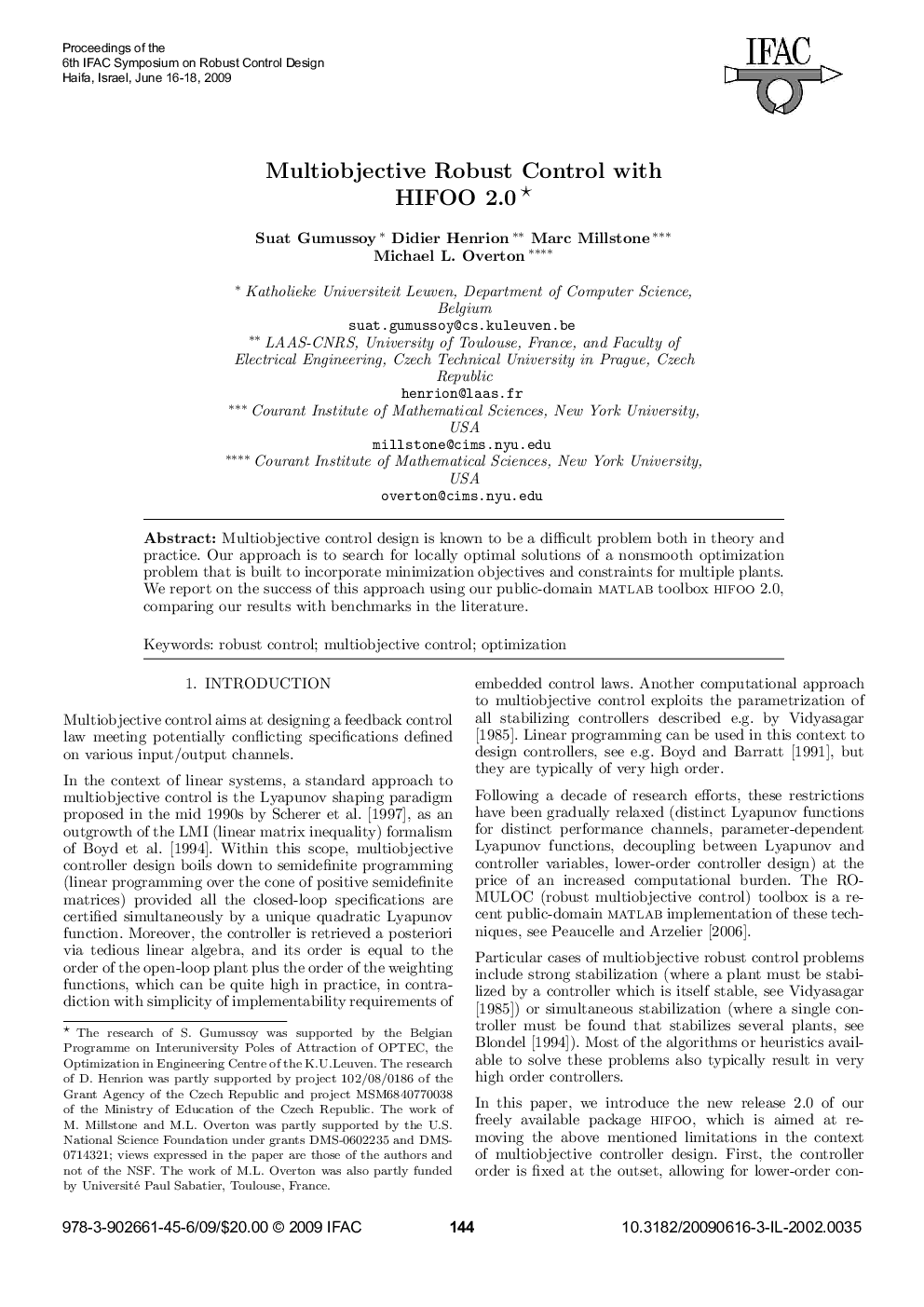 Multiobjective Robust Control with HIFOO 2.0 