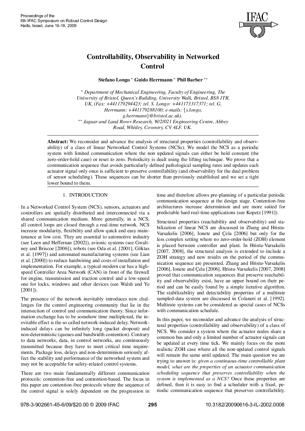 Controllability, Observability in Networked Control