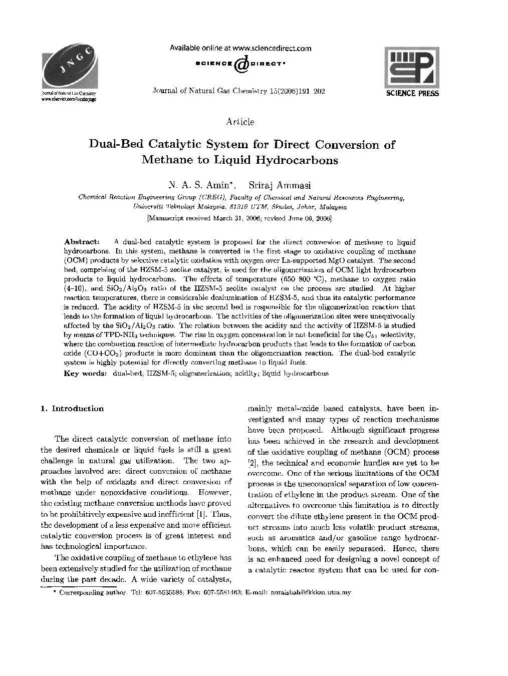 Dual-Bed Catalytic System for Direct Conversion of Methane to Liquid Hydrocarbons