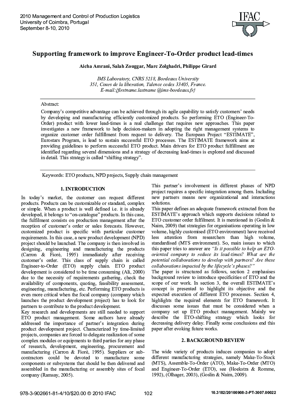 Supporting framework to improve Engineer-To-Order product lead-times