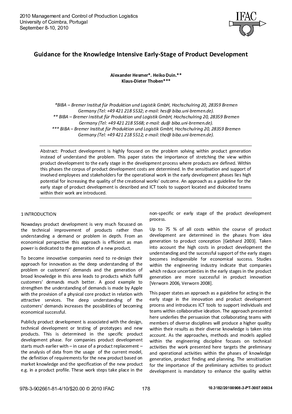 Guidance for the Knowledge Intensive Early-Stage of Product Developmer