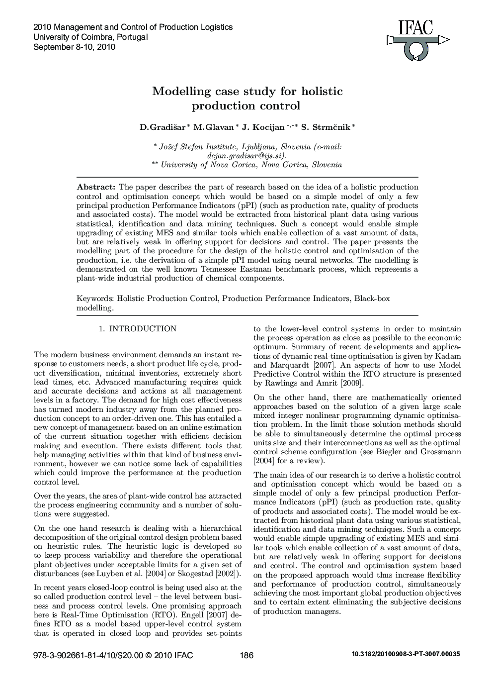Modelling case study for holistic production control