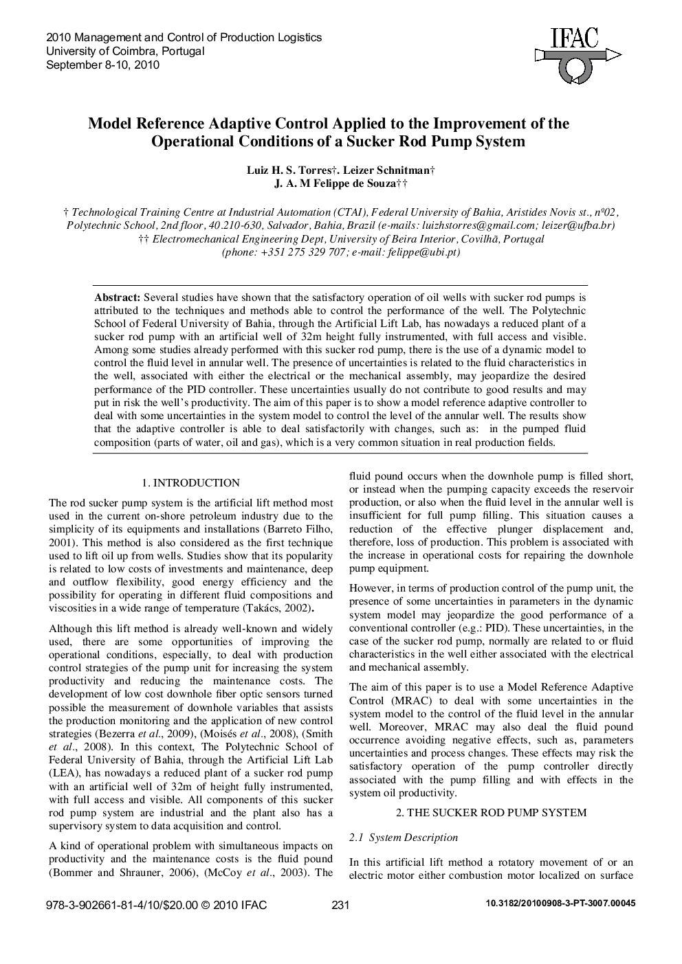 Model Reference Adaptive Control Applied to the Improvement of the Operational Conditions of a Sucker Rod Pump System