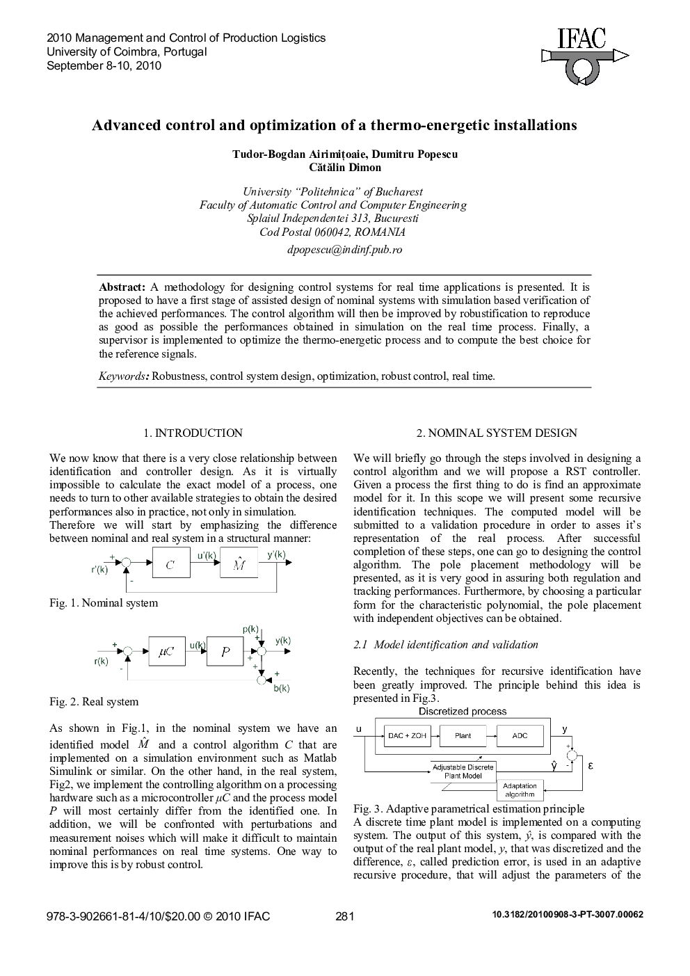 Advanced control and optimization of a thermo-energetic installations