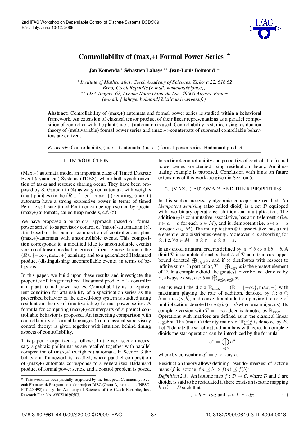 Controllability of (max,+) Formal Power Series*