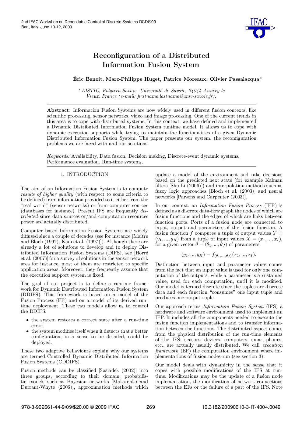Reconfiguration of a Distributed Information Fusion System