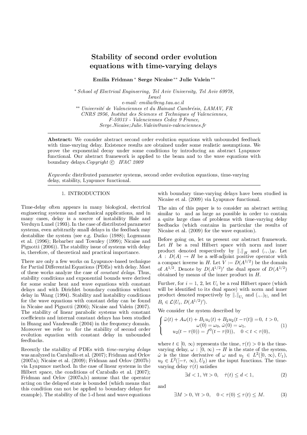 Stability of second order evolution equations with time-varying delays