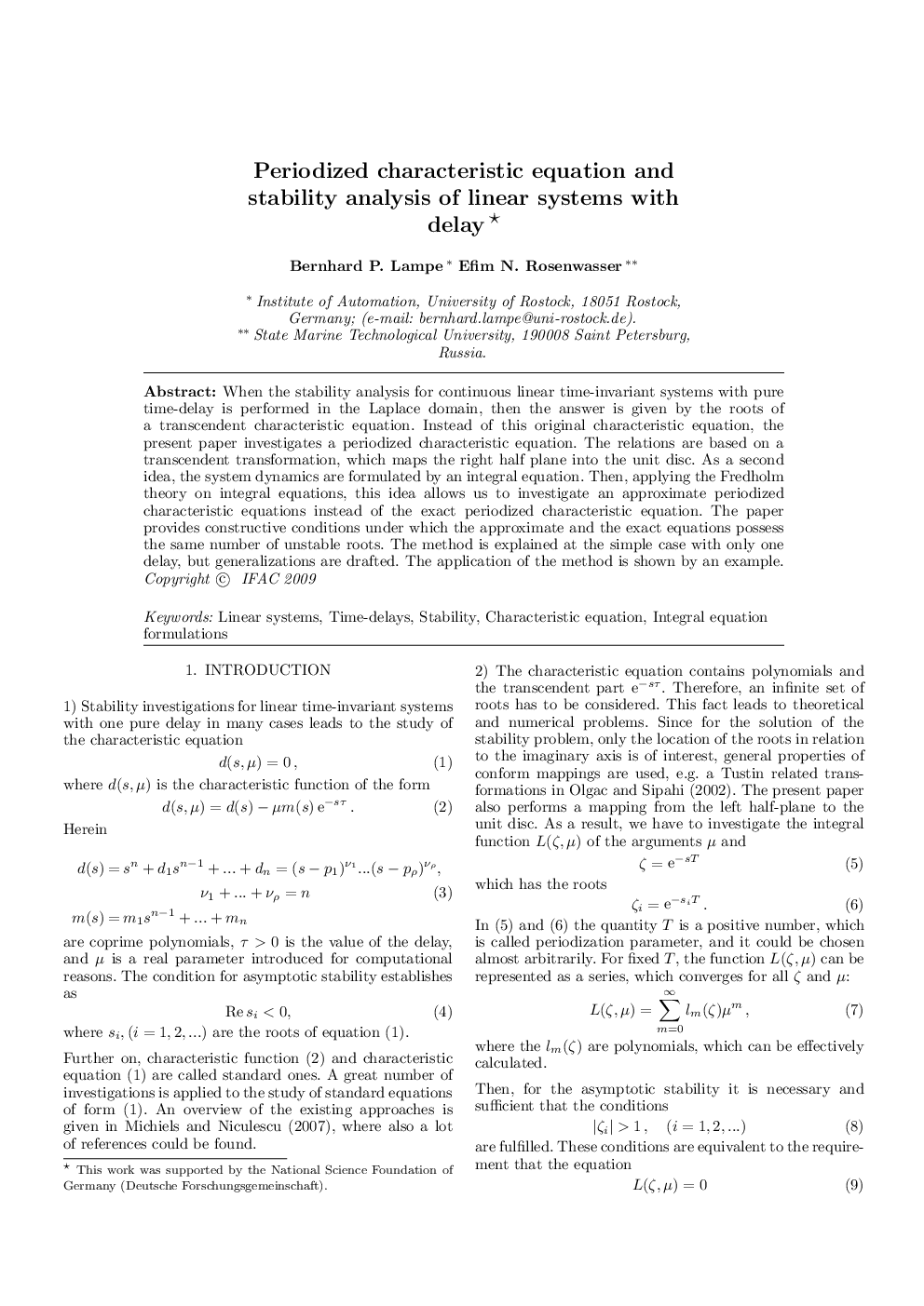 Periodized characteristic equation and stability analysis of linear systems with delay 