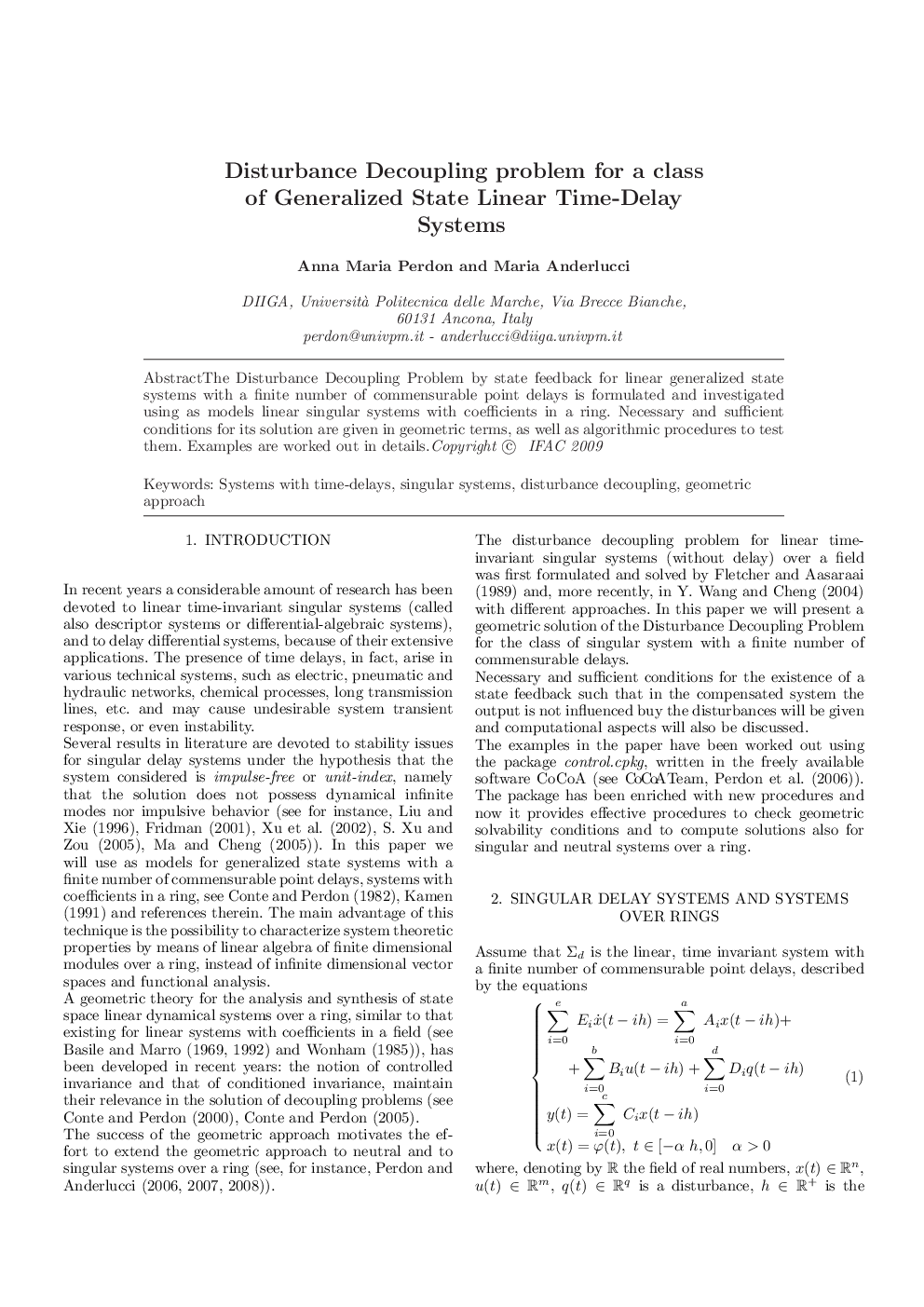 Disturbance Decoupling problem for a class of Generalized State Linear Time-Delay Systems