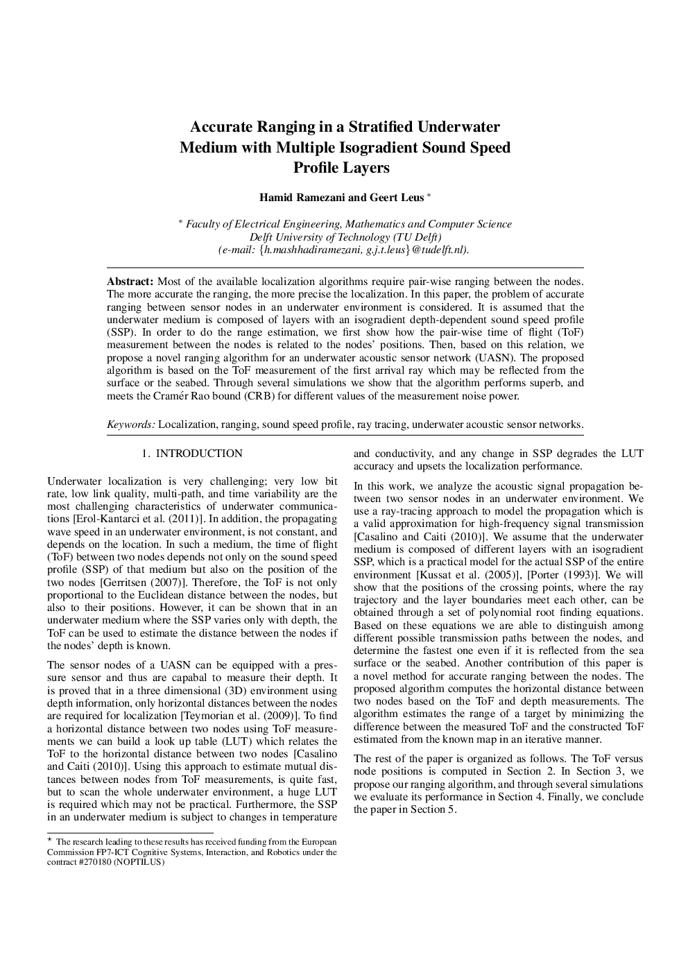 Accurate Ranging in a Stratified Underwater Medium with Multiple Isogradient Sound Speed Profile Layers