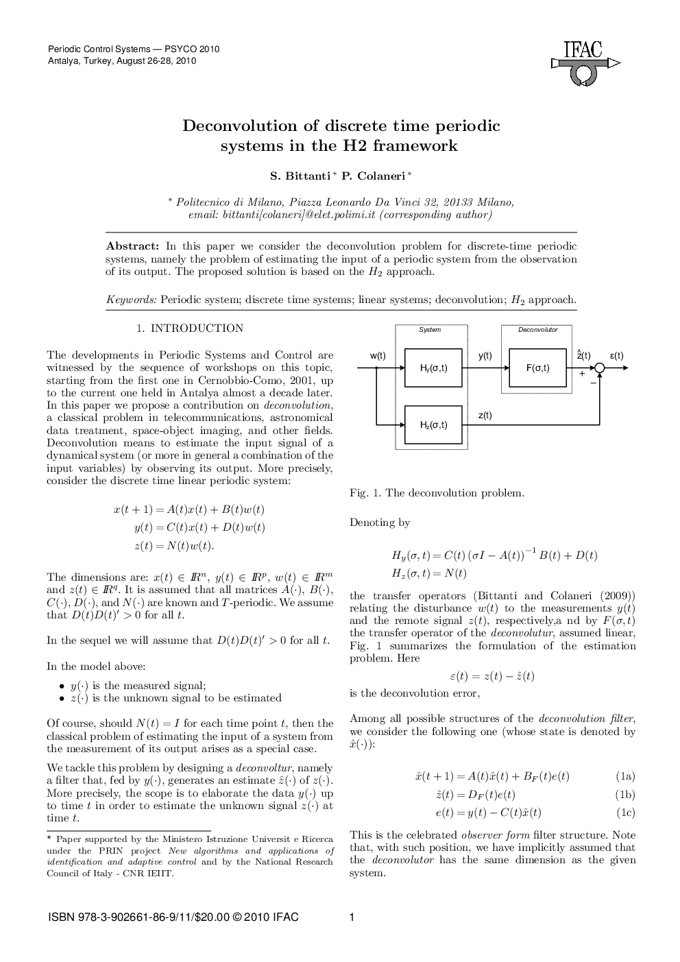 Deconvolution of discrete time periodic systems in the H2 framework 