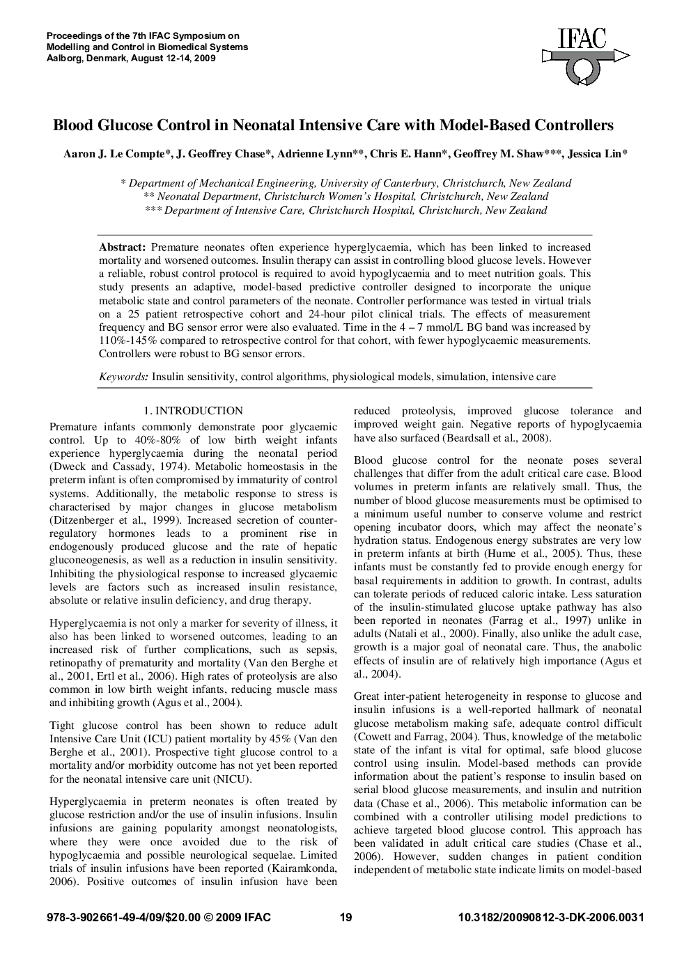 عکس صفحه اول مقاله: Blood Glucose Control in Neonatal Intensive Care with Model-Based Controllers Blood Glucose Control in Neonatal Intensive Care with Model-Based Controllers